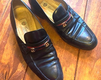 80s Vintage GUCCI LOAFERS GG Designer W Stripe Authentic 43 - Etsy