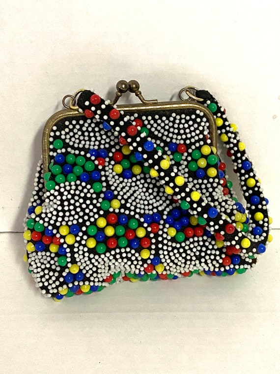 1950’s PURSE Vintage BEADed Polka DOT HANDBAG - image 3