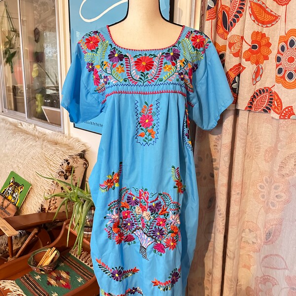 Green Stripe Sleeveless Puebla Dress With Gold Stitching main image 1