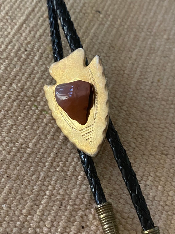 ViNTAGE ARROWHEAD BOLO TiE W Jasper LEATHER Cord - image 9