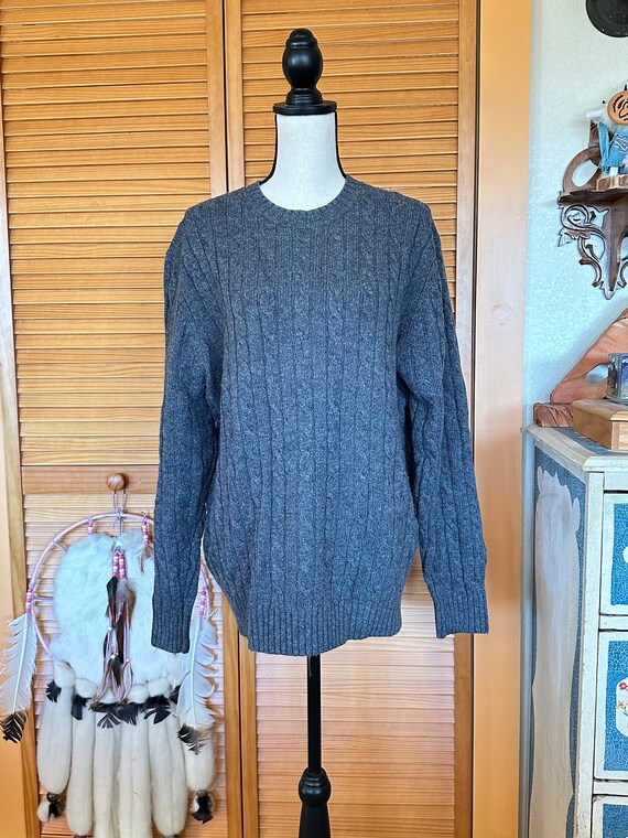 Wool SWEATER Vintage FISHERMAN KNIT Cable L. L Be… - image 9