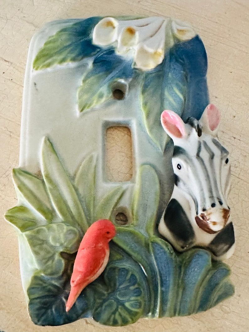 Vintage ZEBRA SWITCH PLATE Cover EXOtIC BiRD Outlet Cover image 10