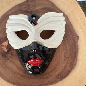 Vintage SWAN Mardi Gras Mask: 1980s Ceramic Painted Ladies