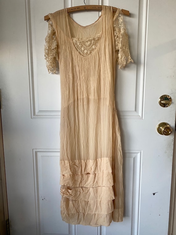 Twenties ANTIQUE DRESS & JACKET Vintage LACe Silk