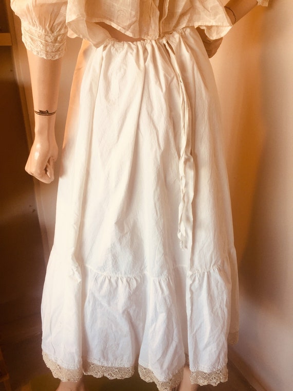 Victorian 1900s WHITE PETTICOAT SKIRT Slip Vintage