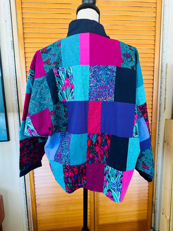 CrOPPED Vintage 80’s KIMONO Style PATCHWORK JACKE… - image 4