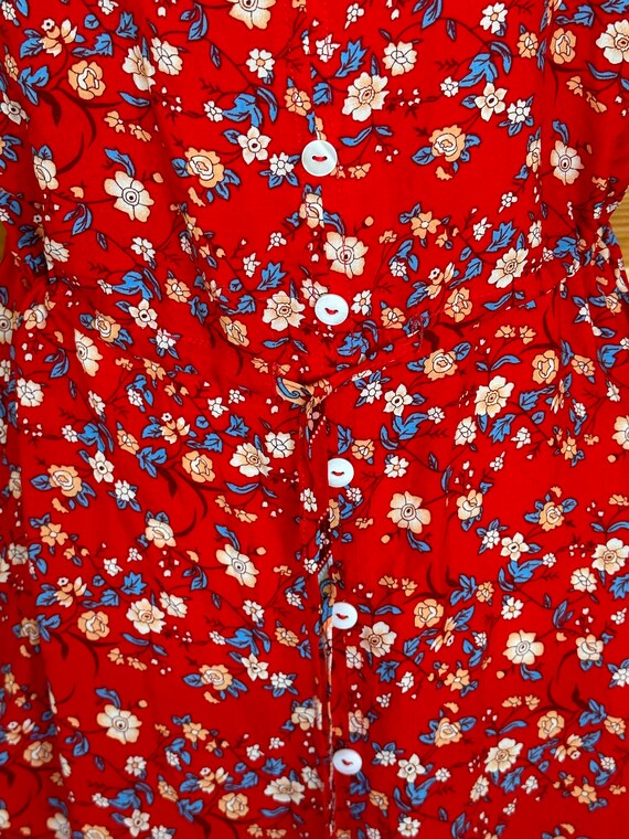 90s Vintage RAYON FLORAL DRESS India One Size - image 8