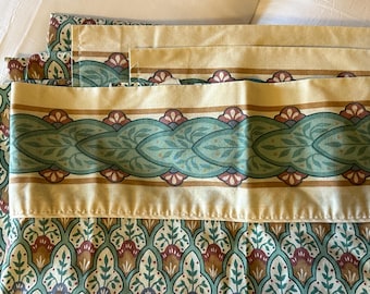 Vintage SHEET Flat Queen Size "Art Nouveau" STYLIZED Block Print