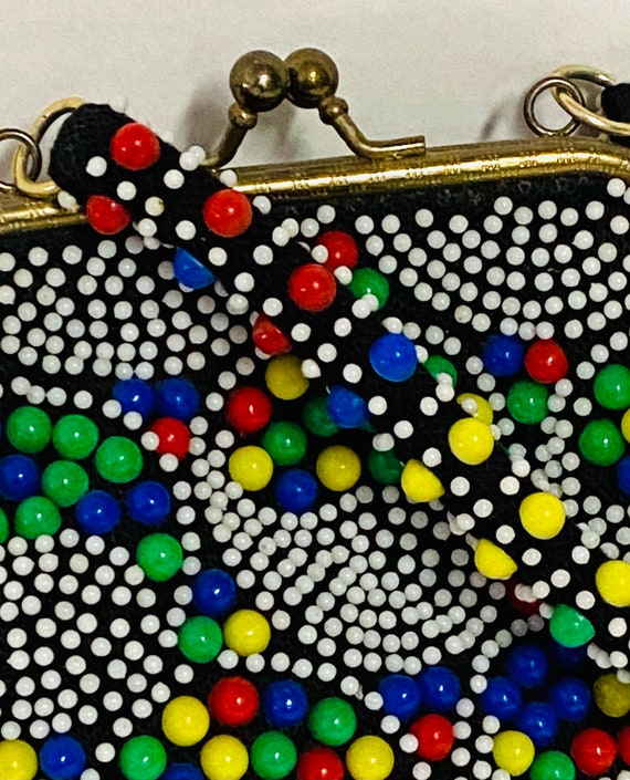 1950’s PURSE Vintage BEADed Polka DOT HANDBAG - image 8