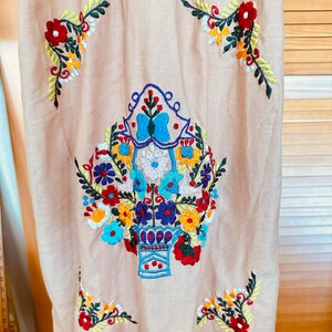 SweeT MEXICAN Puebla DRESS 90s Embroidered Small Pretty EMBROIDERY House Dress image 9