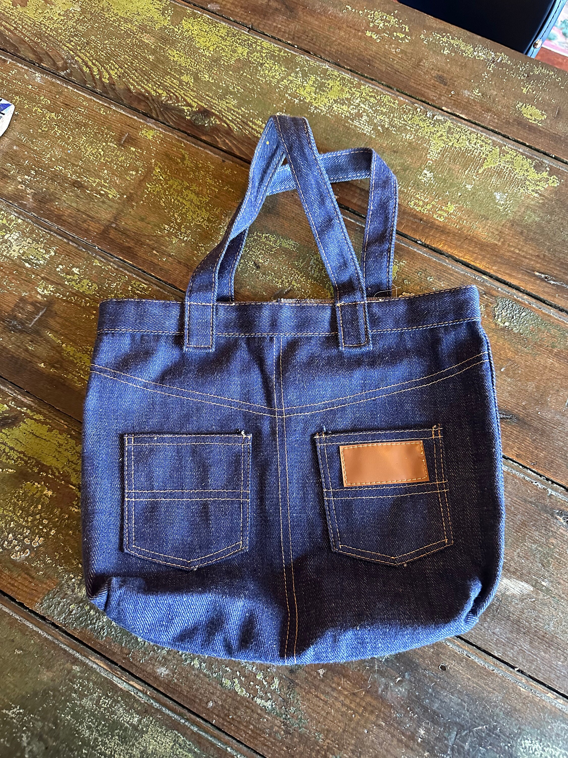 Square Denim Bag Large Capacity Crossbody Bag Vintage Jeans 