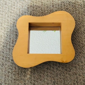 MCM Amoeba Shadow Box: Mid Century Modern Blonde Wood Wall Shelf