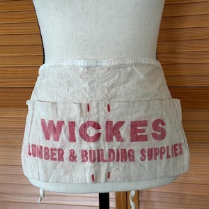 WiCKES ViNTAGE HARDWARE Store Waist Nail APRON Utility BiB Benjamin Moore Advertising Apron Smock Cotton 1950’s Work Wear Prop Canvas