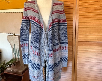 Sweet FRINGED KNiT CARDIGAN Poncho SWEAtER SOUTHWESTERN Inspired