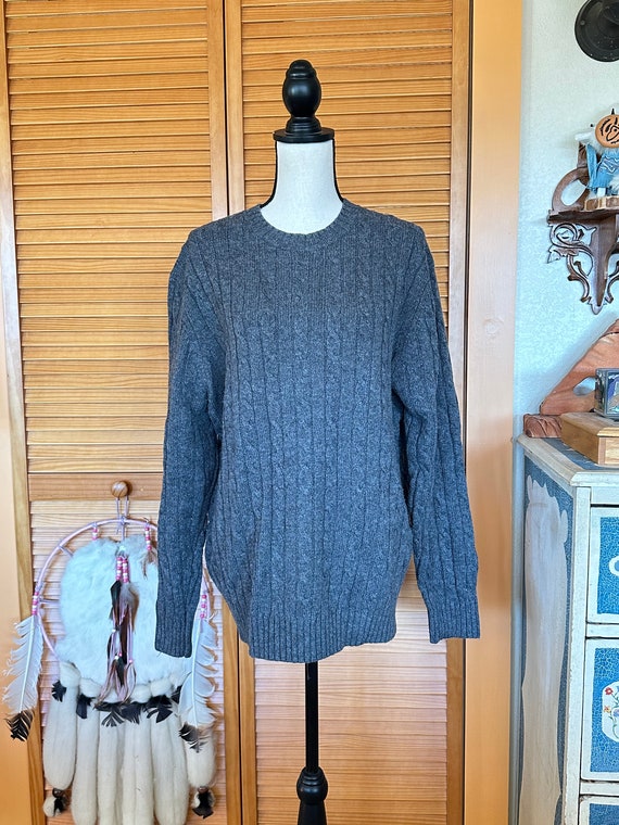 Wool SWEATER Vintage FISHERMAN KNIT Cable L. L Be… - image 7