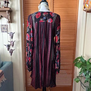 BLACK FLORAL Mini Dress: Bohemian Peasant Style - Free People Small image 7