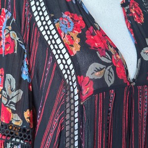 BLACK FLORAL Mini Dress: Bohemian Peasant Style - Free People Small image 8