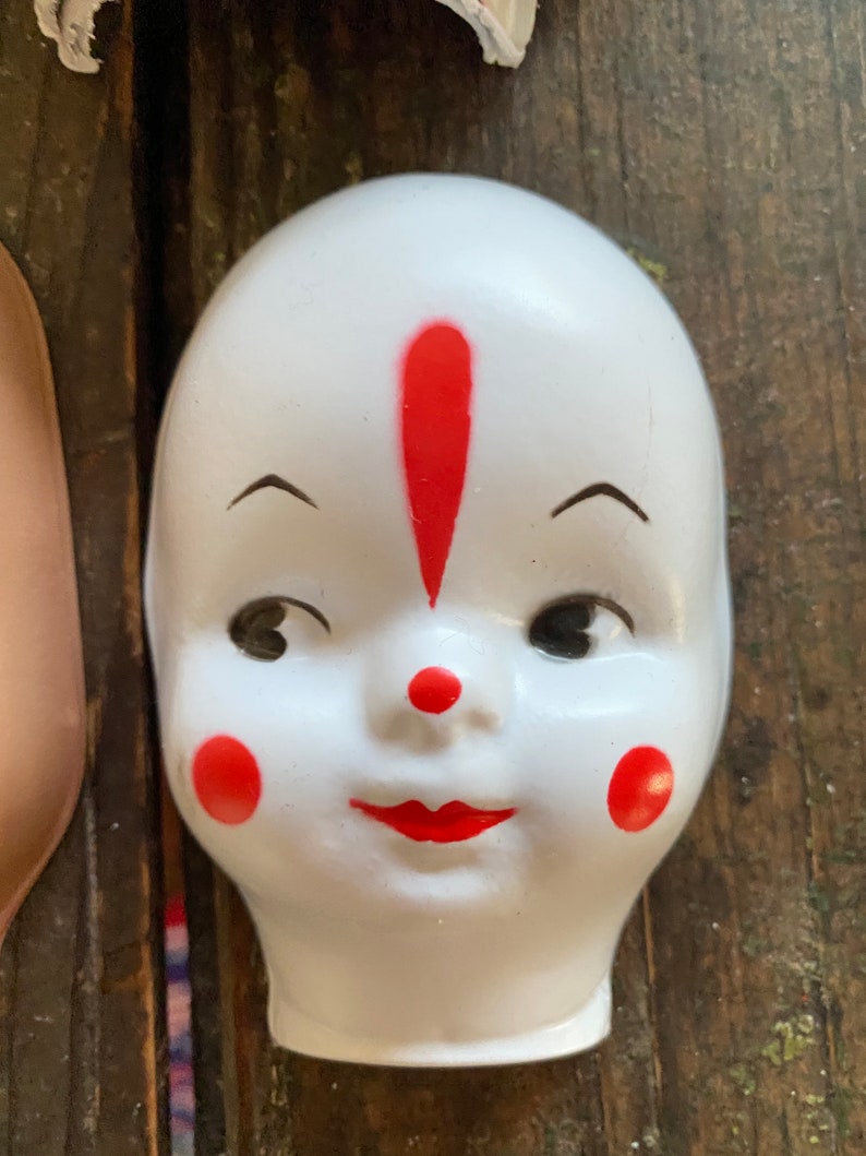 12 Vintage PLASTIC FACE CLOWN Doll Heads Crafts Circus 1950s Etsy