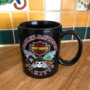 ViNTAGE HARLEY DAVIDSON Coffee MuG Motorcycle St.KiTTS Skull Florida Biker Tea Cup Outlaw Biker Babes Coffee Cup
