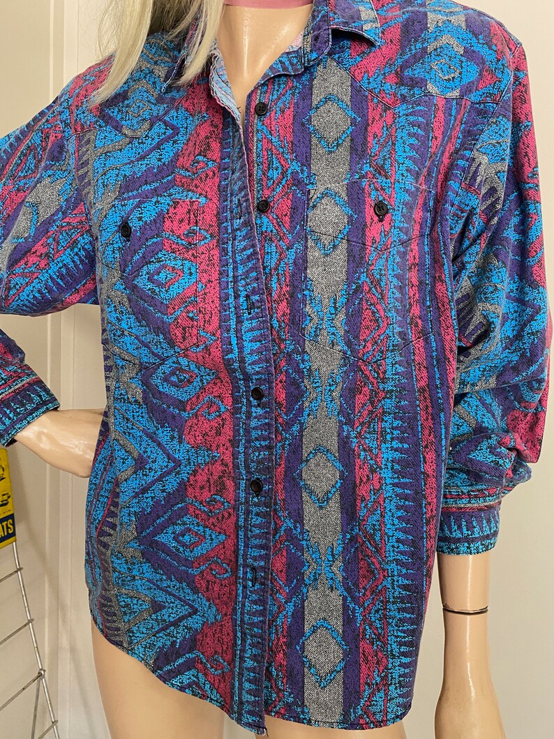 Vintage FRONTIER Shirt COWGIRL 1980/'s SOUTHWESTERN Cowboy Western Wear