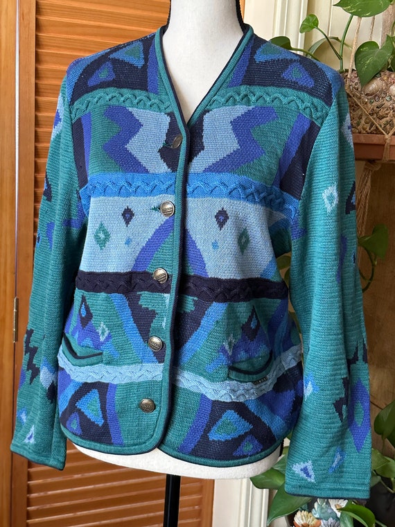 Vintage GEIGER COTTON CARDIGAN Jacket SouthWEST 3… - image 9