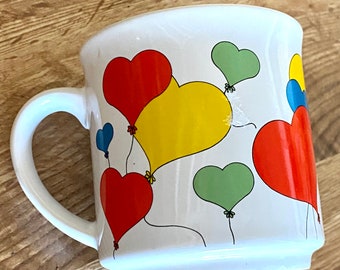 80’s HEART BALLOON CoFFEE MuG Vintage RECYCLED Products U S A