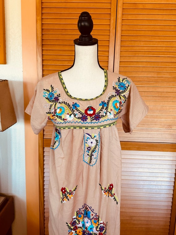 SweeT MEXICAN Puebla DRESS 90s Embroidered Small … - image 4