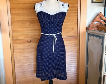 1980s POLKA Dot VINTAGE SeXY Mini DRESS SmALL