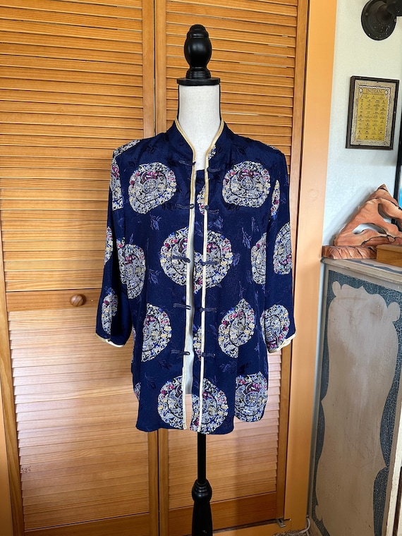 BeAUTIFUL TANGZHUANG Vintage RAYON Chinese BLOUSE… - image 1