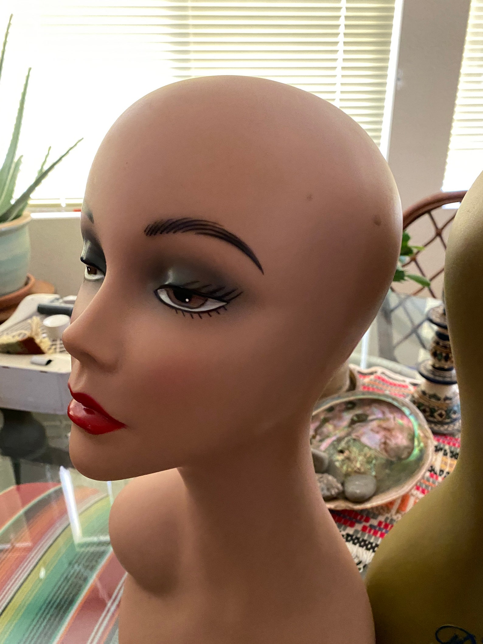 Pretty VINTAGE MANNEQUIN HEAD Wig Form Hat Display Ebony Or Etsy