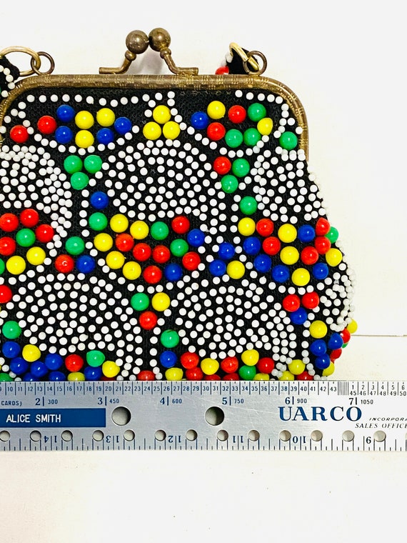 1950’s PURSE Vintage BEADed Polka DOT HANDBAG - image 4