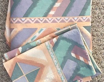 Vintage 80s Southwestern Double Sheet Set: J.C.Penny Bedding
