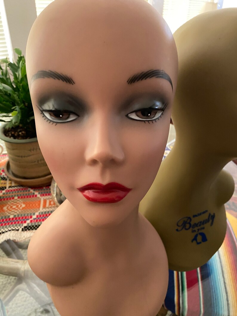 Pretty VINTAGE MANNEQUIN HEAD Wig Form Hat Display Ebony Or Etsy