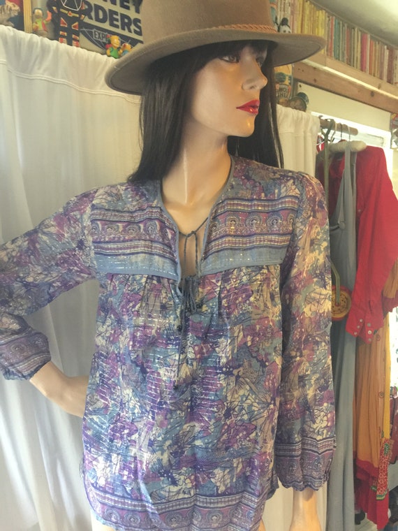 Vintage 1970s INDIA Festival PEASANT BLOUSE Hippie
