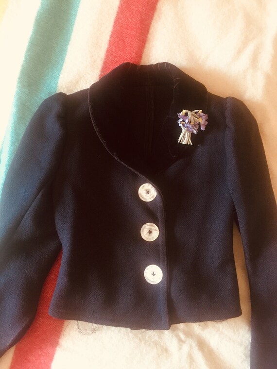 VICTORIAN BODICE JACKET 1900s Black W Pearl Button