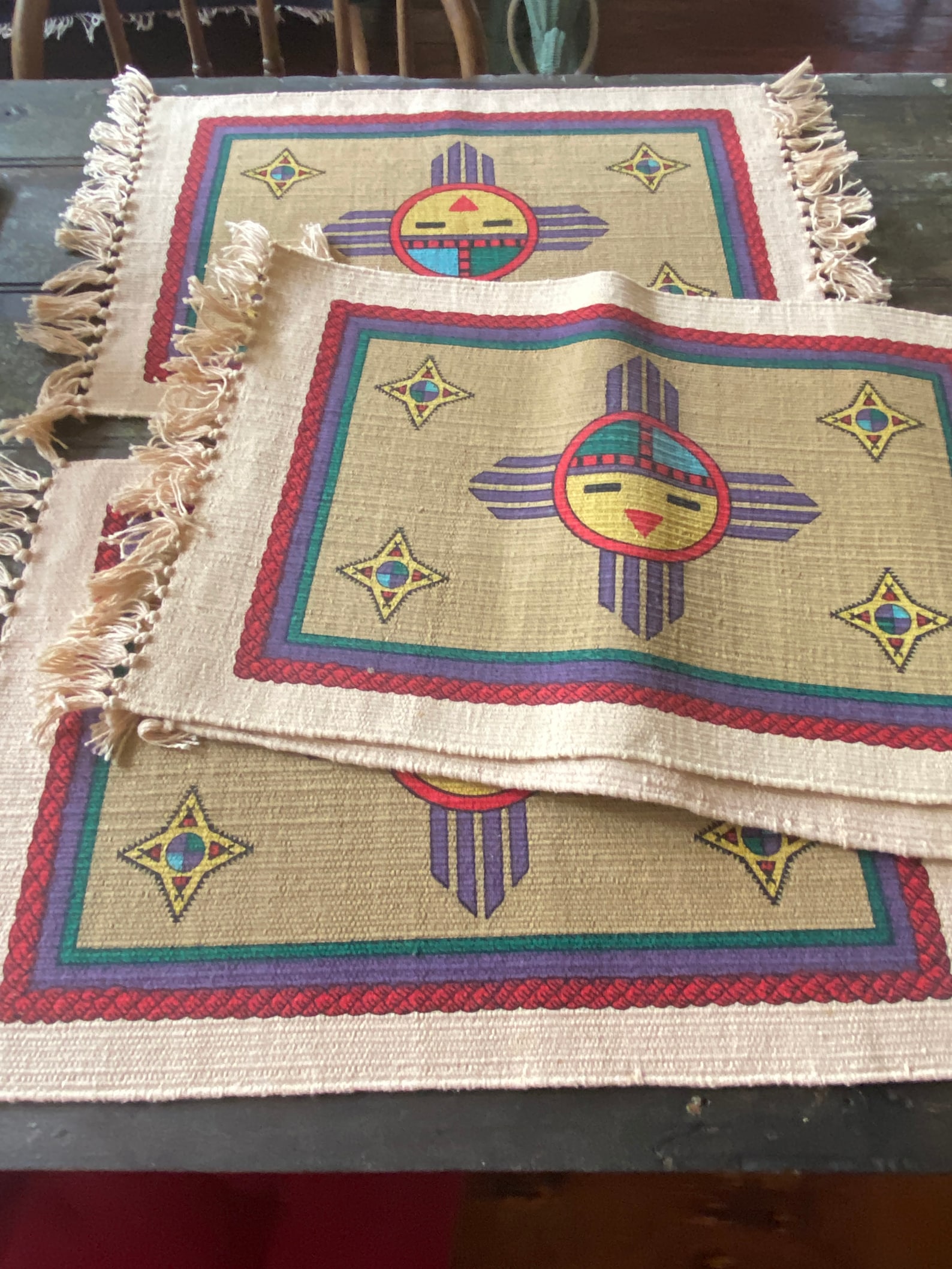 4 Vintage NATIVE American SUN PLACEMATS Southwest Symbols Etsy