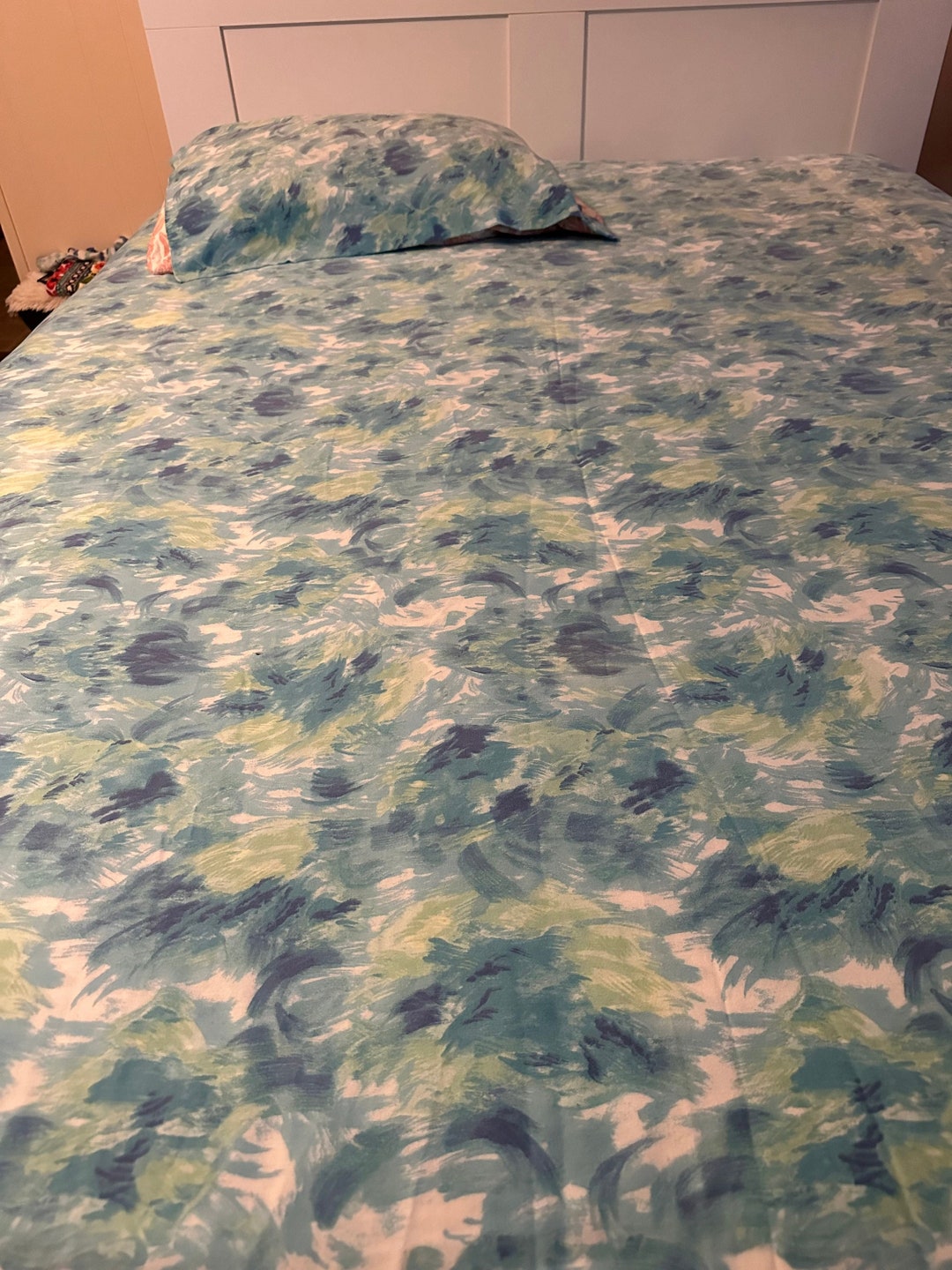 Vintage 70s Abstract FLORAL QUEEN Sheet Set & Pillowcase Etsy