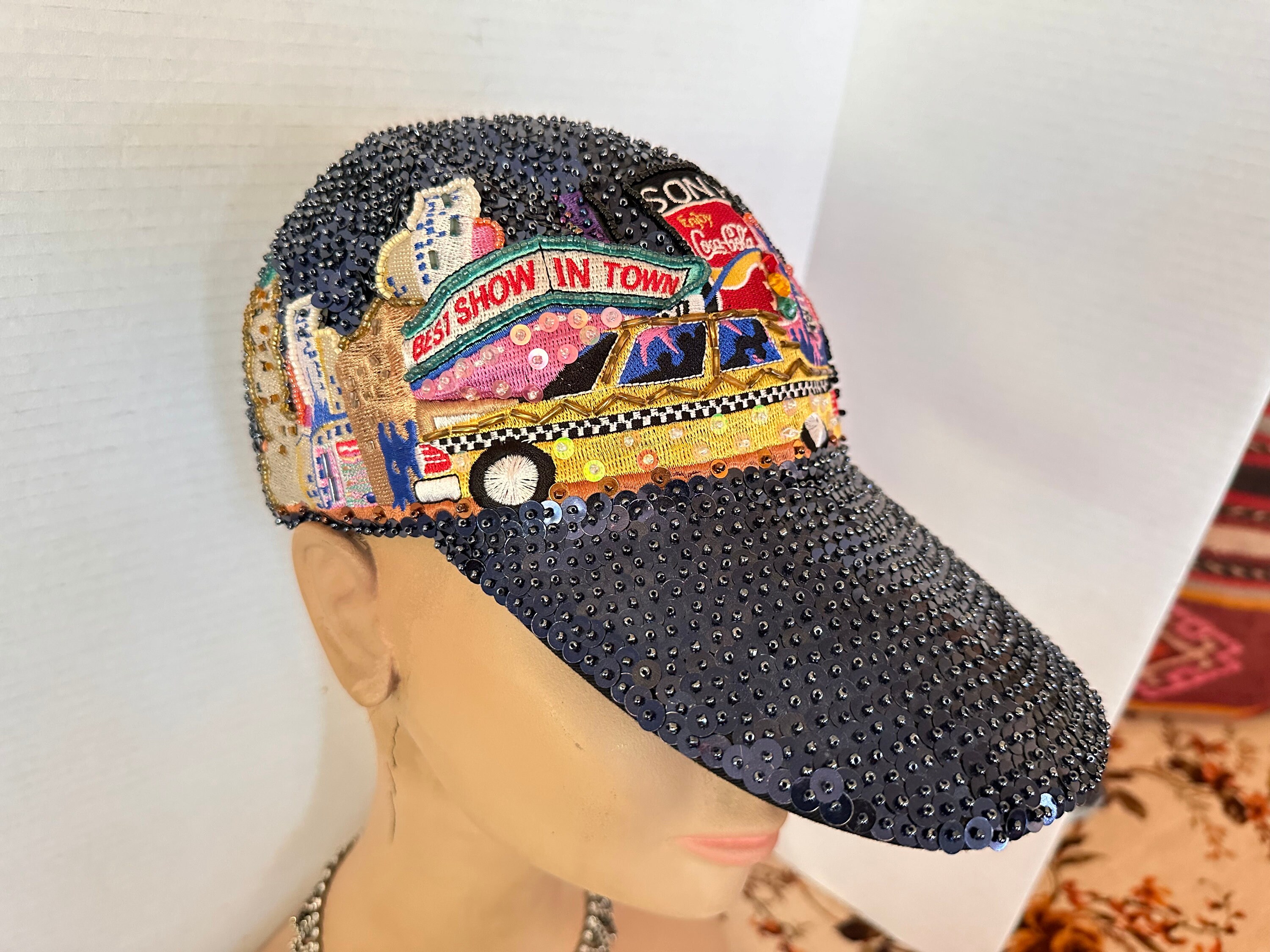 80s Sequin Cap - Etsy