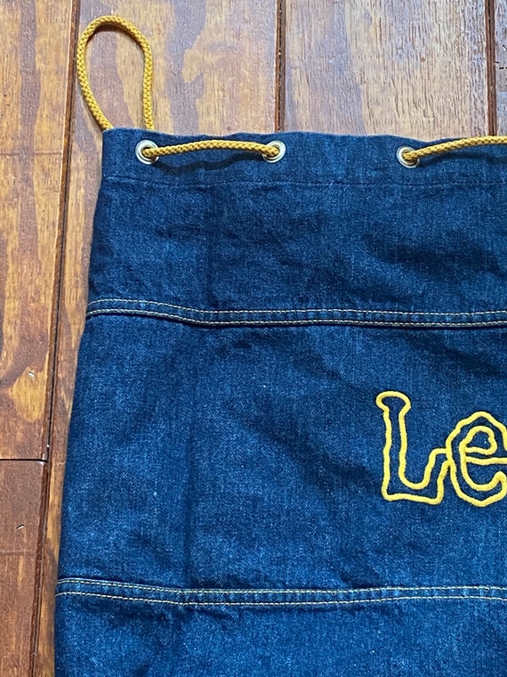 Vintage 70’s EMBROIDERED LEE Denim DUFFLE Bag DuF… - image 3