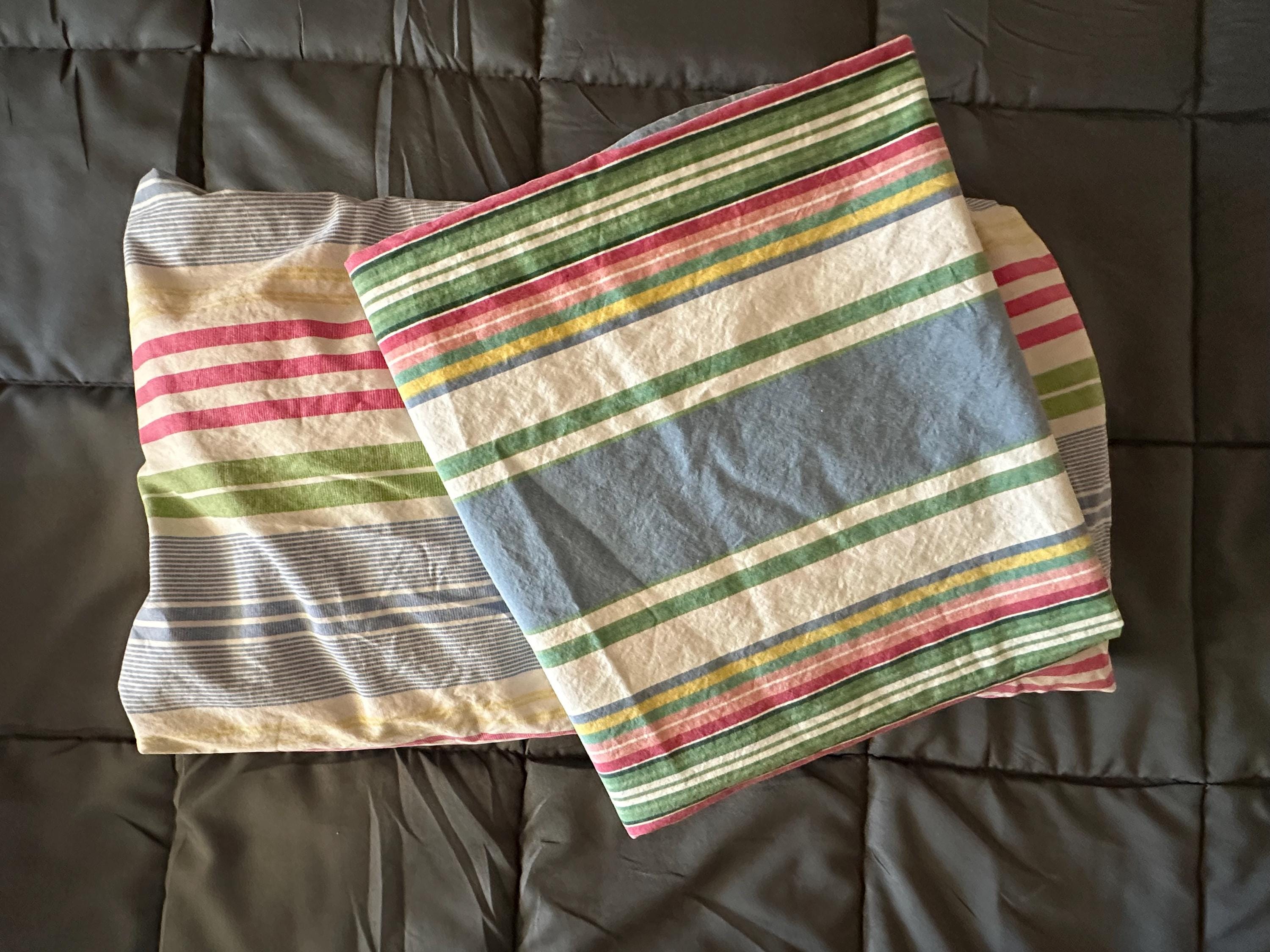 Vintage Ralph Lauren Striped Flat Sheet & King Pillowcase