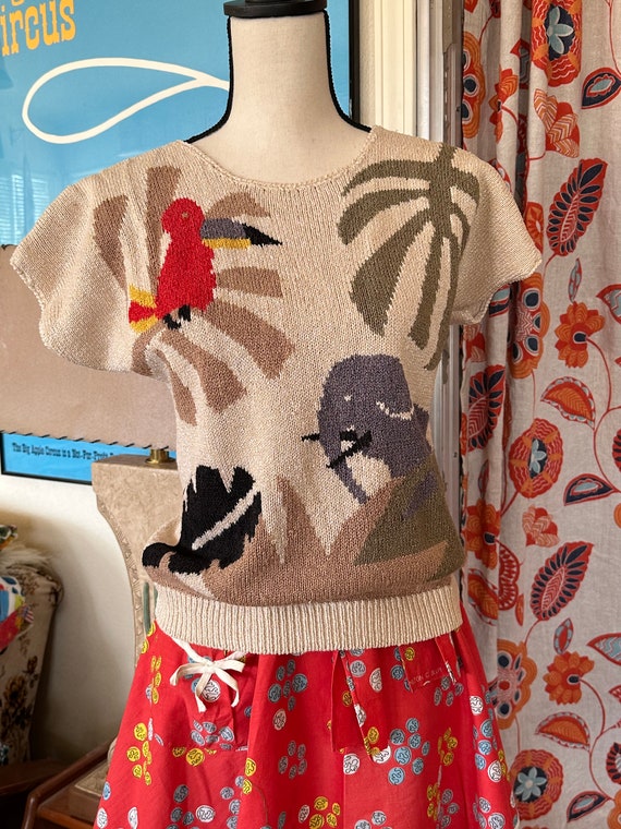 GoRGEOUS ViNTAGE 70’s HAND Knit COTTON Safari SWE… - image 2