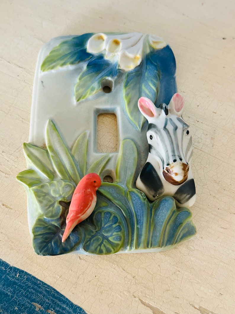 Vintage ZEBRA SWITCH PLATE Cover EXOtIC BiRD Outlet Cover image 9