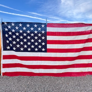 Vintage 50 Star American Flag: Printed Cotton USA Decor