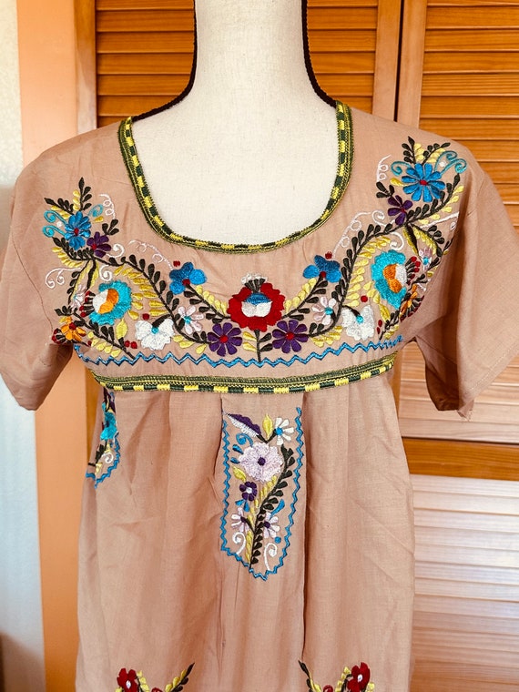 SweeT MEXICAN Puebla DRESS 90s Embroidered Small … - image 6