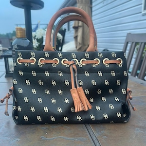 Dooney & Bourke Black and Brown Shoulder Bag with Leather Trim Women’s