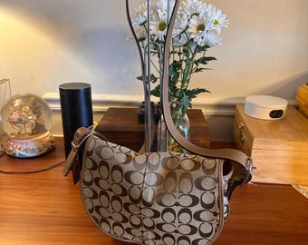 Bolso bandolera Coach Signature Canvas marrón estilo vintage para mujer