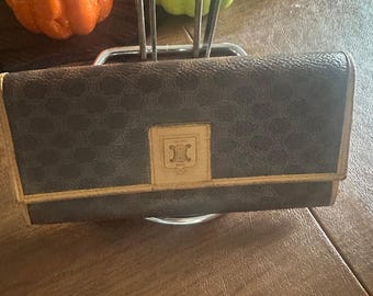 Celine Macadam Leather & PVC Long Snap Wallet Women's Luxury and Vintage