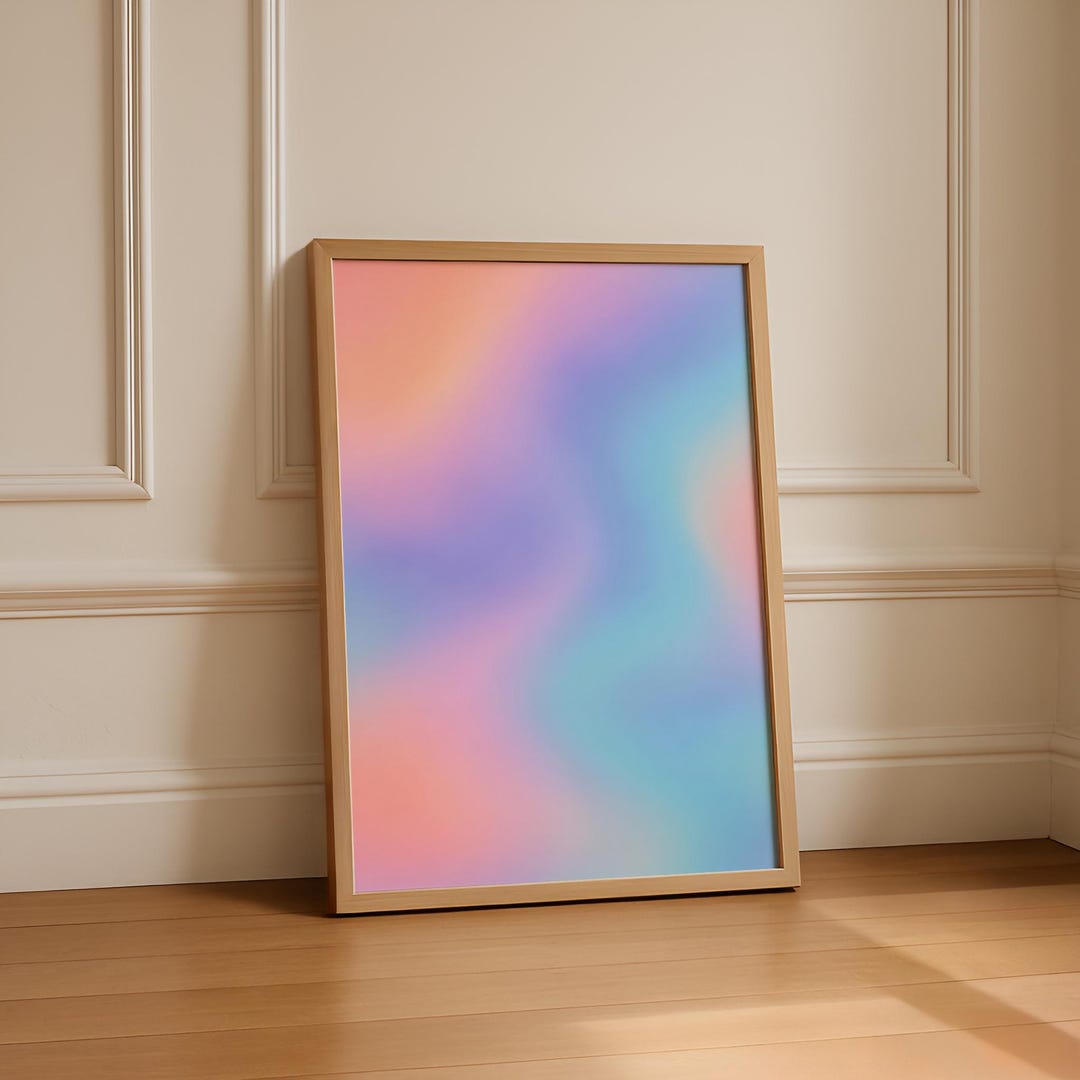 Color Gradient Wall Part Gradient Wall Art Print Soft Pastel Abstract Color Poster for Home or ...