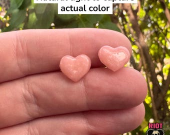 Heart Stud Earrings Clay Rose Quartz Studs Pink Jewelry
