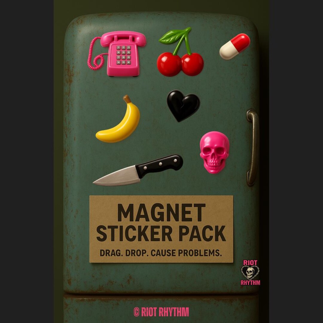 Riot Rhythm Digital Sticker Set – Punk Rock Fridge Magnet Pngs for ...